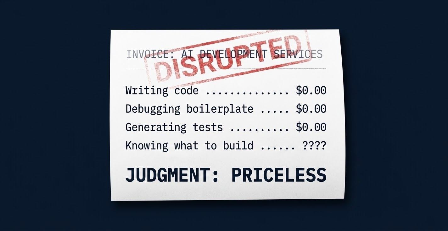 Execution writes the code. Judgment owns the outcome. AI made one free. The other is rarer than ever.